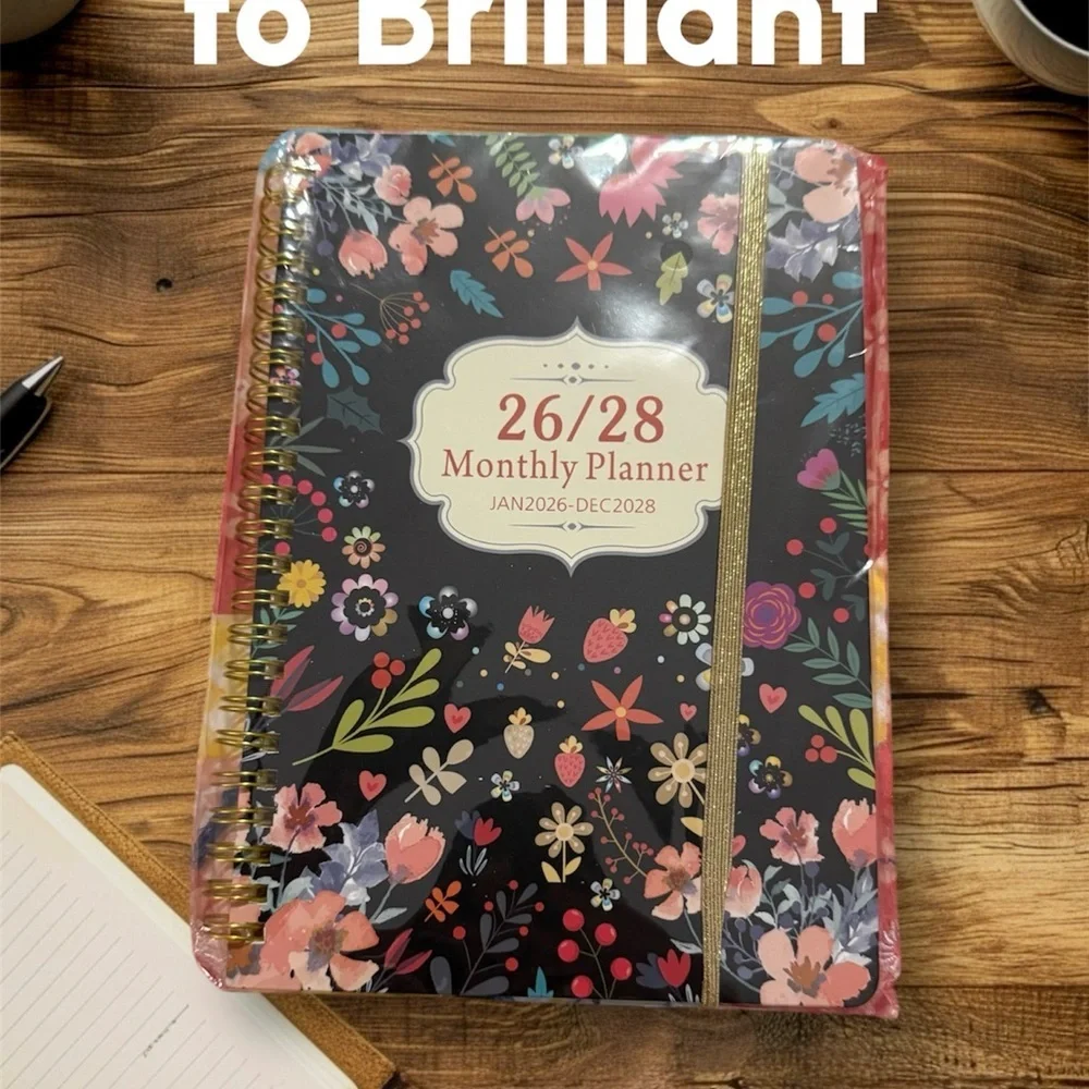 Floral Monthly Planner 2026 2027 2028 Spiral Bound